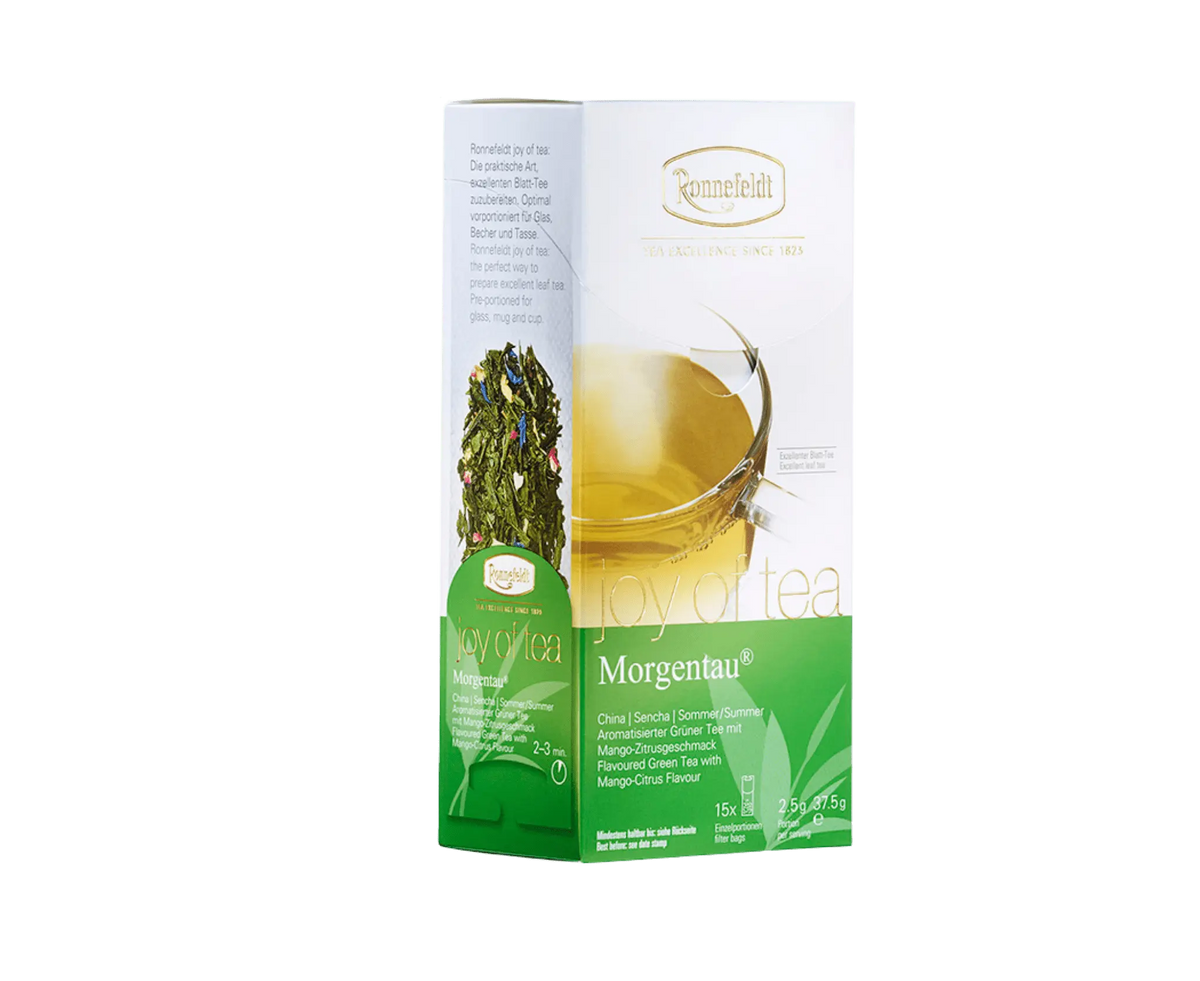 Ronnefeldt Joy of Tea Morgentau – aromatisierter Grüntee im Teebeutel, 15 Sachets
