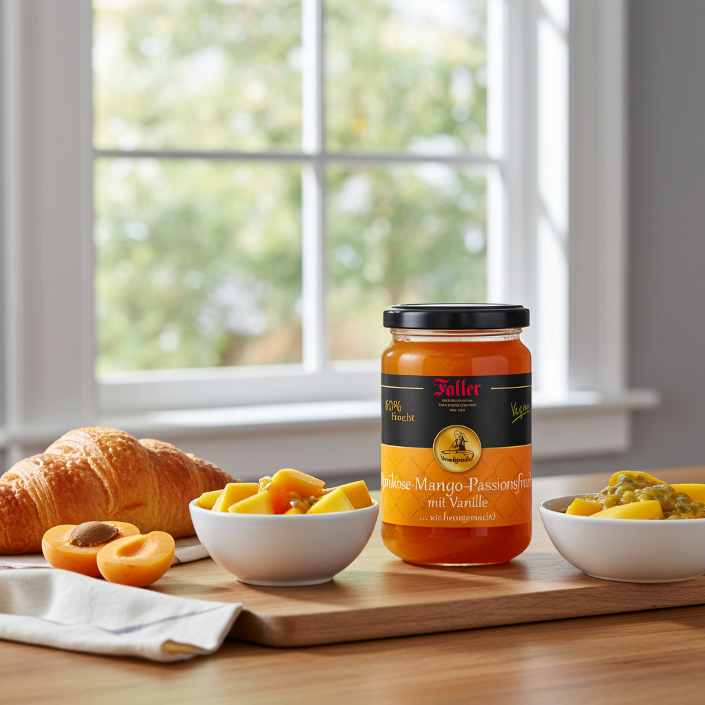 Genussmanufaktur Faller Aprikose - Mango - Passionsfrucht mit Vanille 330g VEGAN