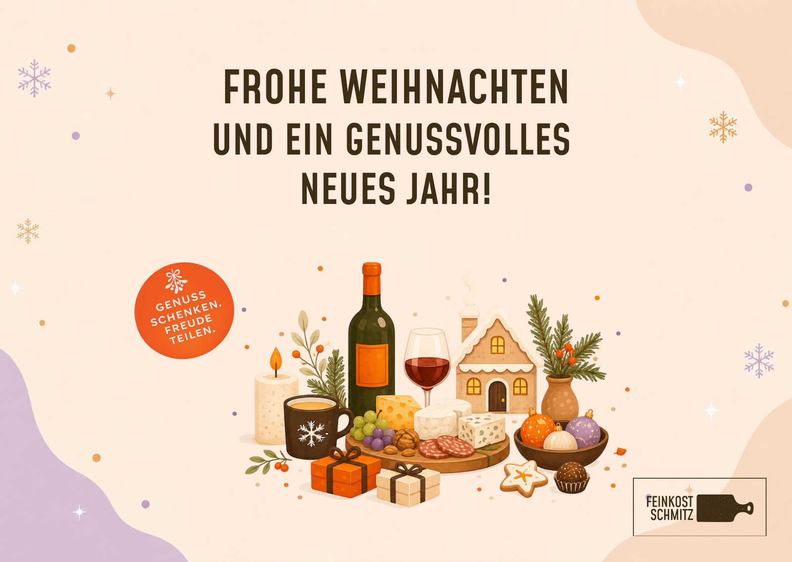 Grusskarte "Weihnachtsessen" Feinkost Schmitz