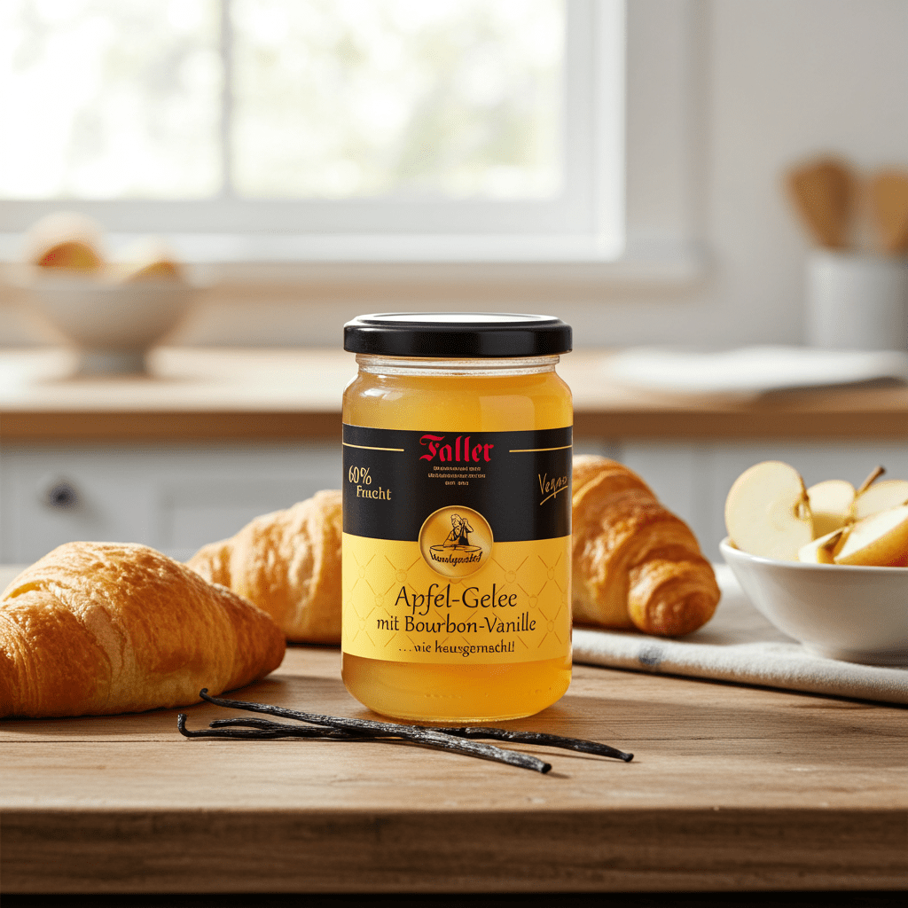 Genussmanufaktur Faller Apfel - Gelee mit Bourbon Vanille 330g VEGAN - Feinkost Schmitz