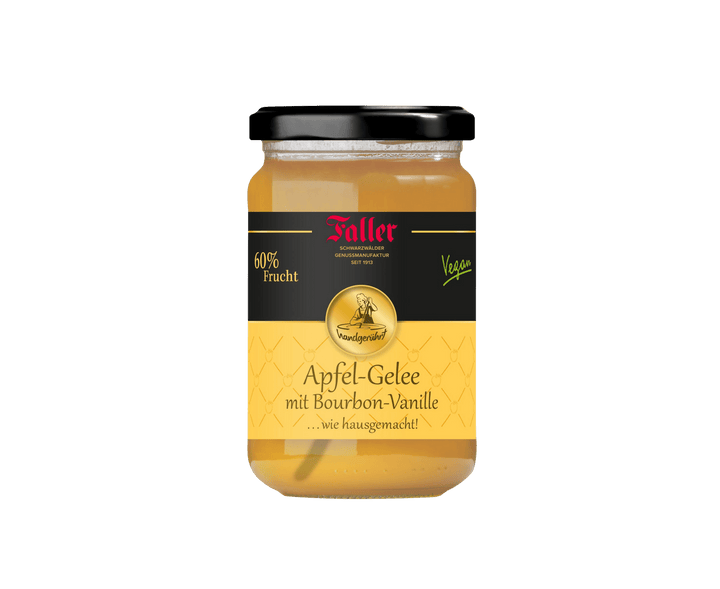 Genussmanufaktur Faller Apfel - Gelee mit Bourbon Vanille 330g VEGAN - Feinkost Schmitz