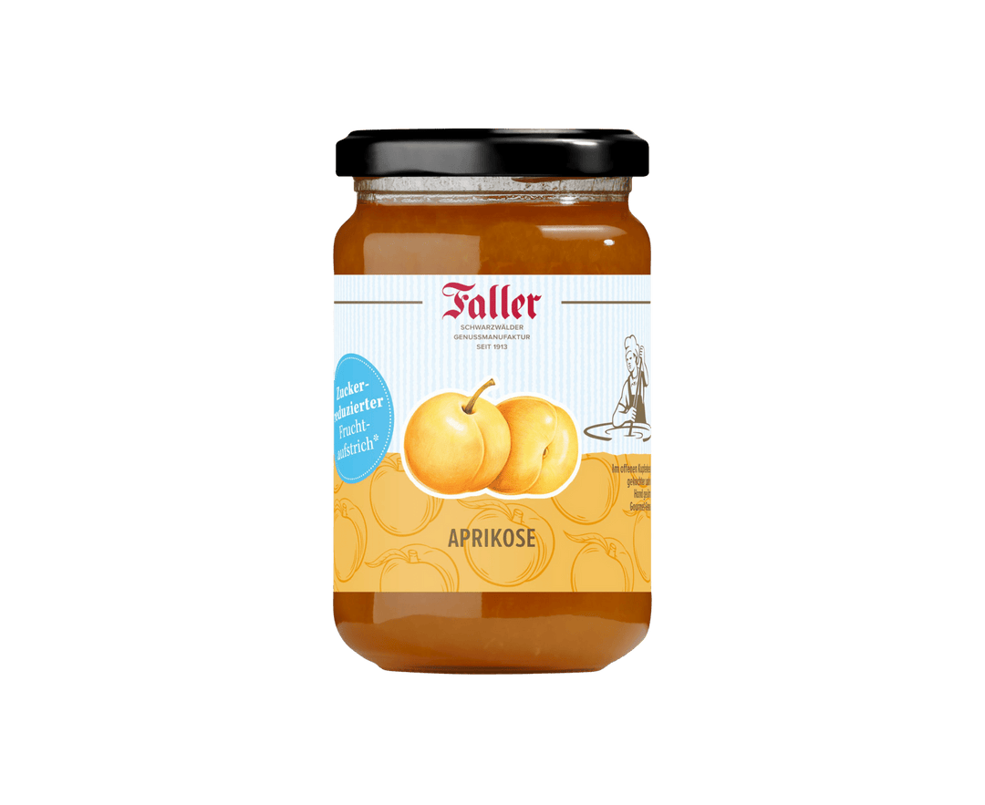 Genussmanufaktur Faller Aprikose zuckerreduzierter Fruchtaufstrich 300g VEGAN - Feinkost Schmitz