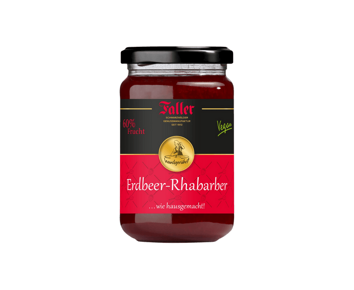 Genussmanufaktur Faller Erdbeer - Rhabarber Konfitüre 330g VEGAN - Feinkost Schmitz