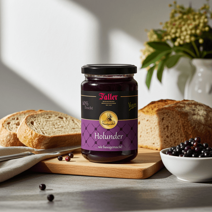 Genussmanufaktur Faller Holunder Konfitüre 330g VEGAN - Feinkost Schmitz