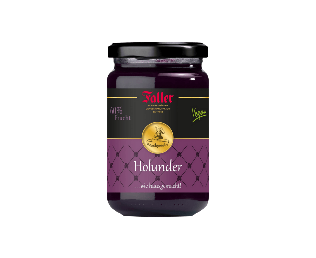 Genussmanufaktur Faller Holunder Konfitüre 330g VEGAN - Feinkost Schmitz