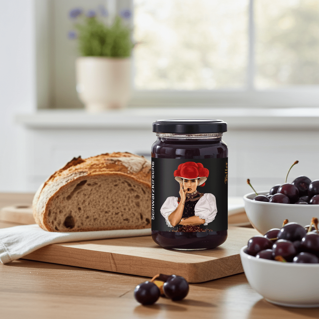 Genussmanufaktur Faller Konfitüre Schwarzkirsch 330g VEGAN - Feinkost Schmitz
