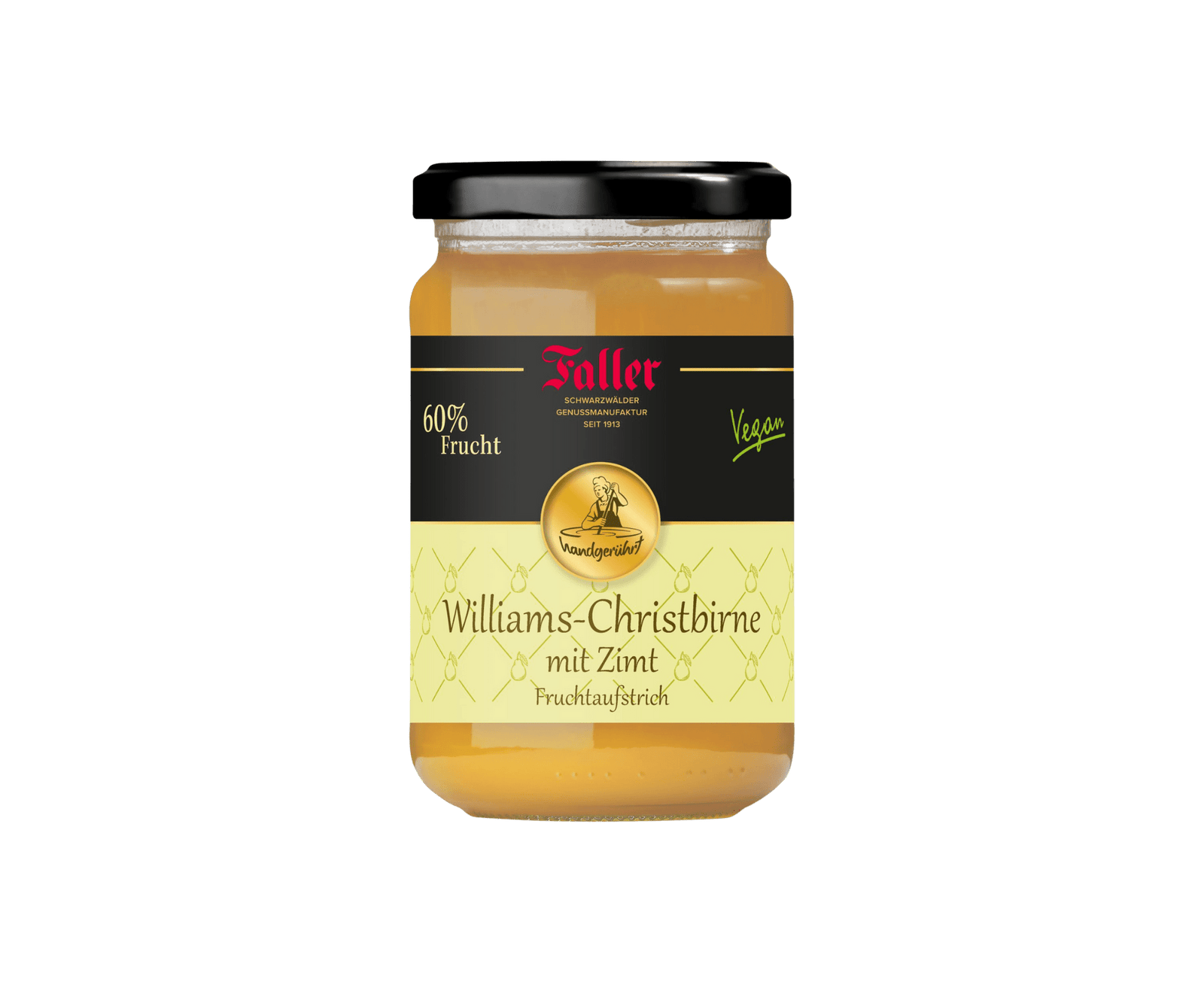 Genussmanufaktur Faller Konfitüre Williams Christbirne mit Zimt 330g VEGAN - Feinkost Schmitz
