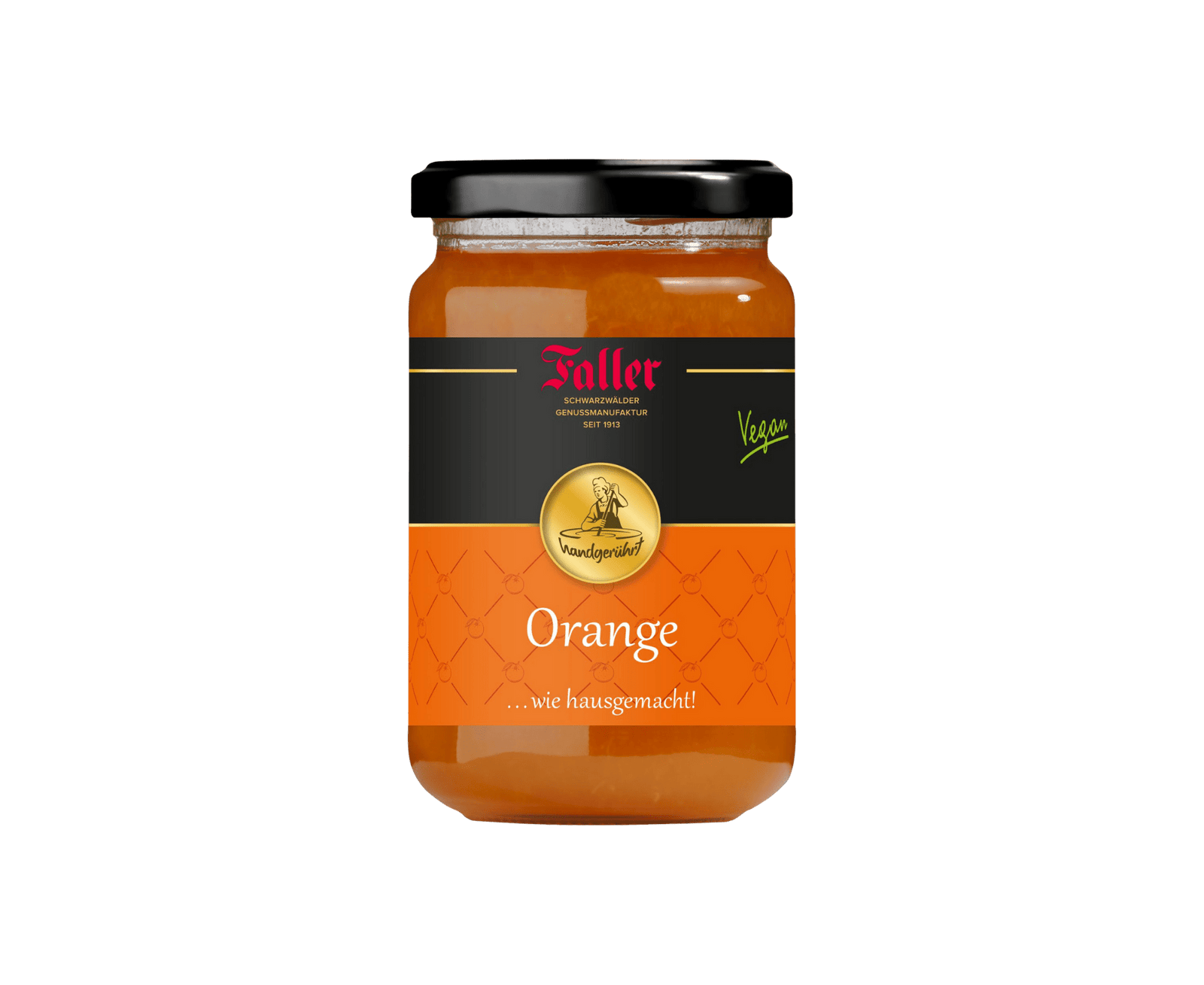 Genussmanufaktur Faller Orangen Marmelade, 30% Frucht, 330g VEGAN - Feinkost Schmitz