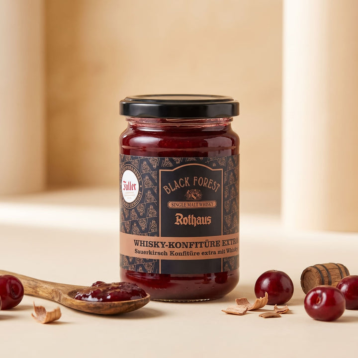 Genussmanufaktur Faller Sauerkirsch Konfitüre extra mit Rothaus Whisky 330g - Feinkost Schmitz