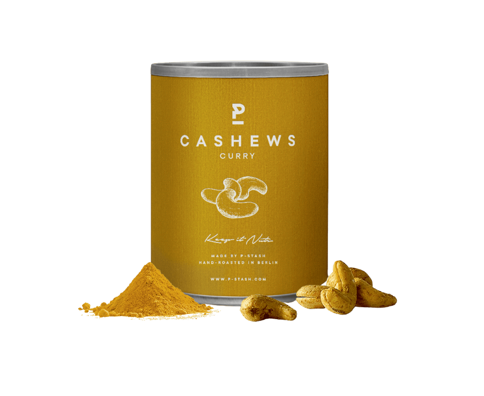 P-Stash Handgeröstete Cashew - Curry 55g - Feinkost Schmitz