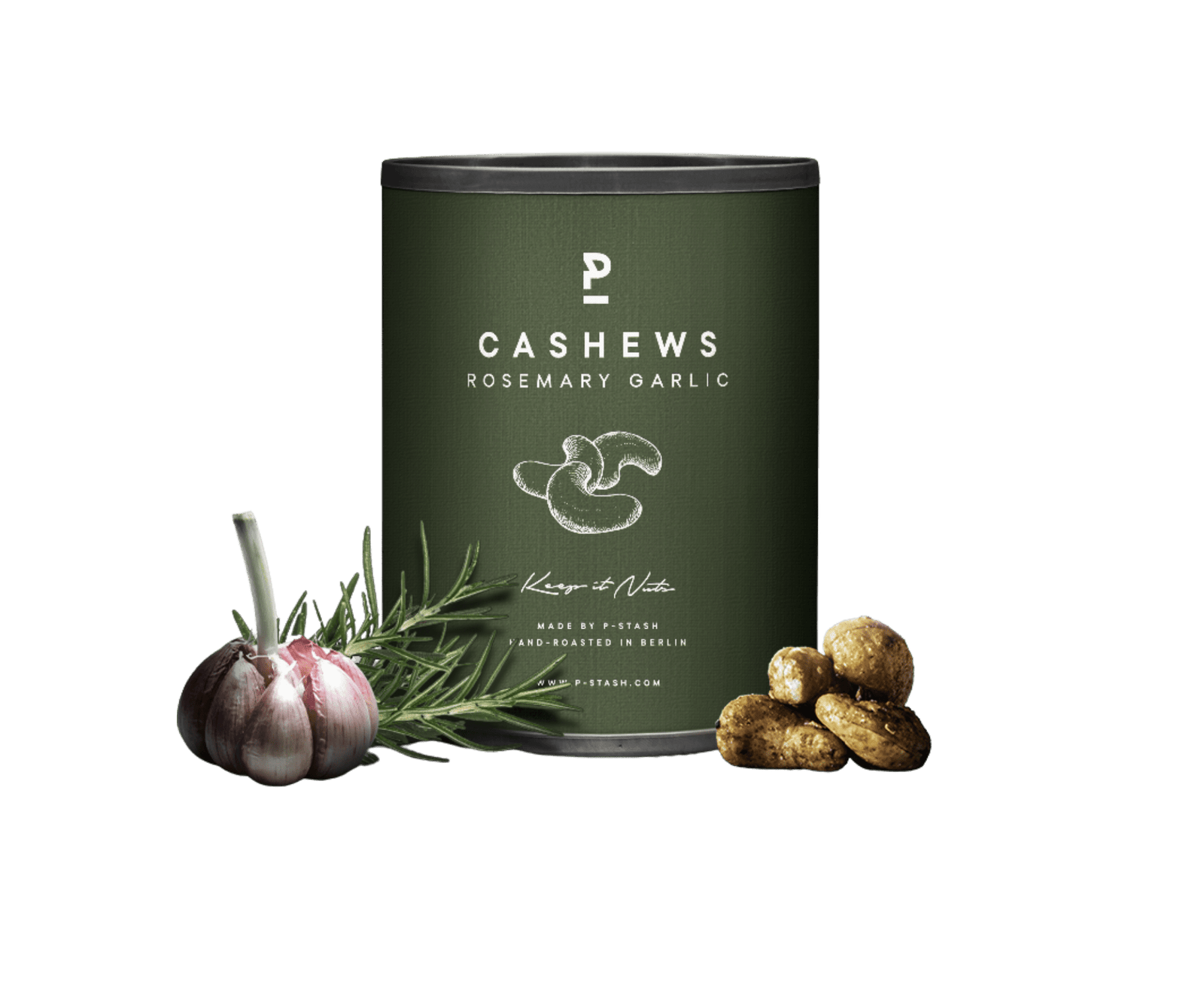 P - Stash Cashew - Rosmarin und Knoblauch 55g - Feinkost Schmitz