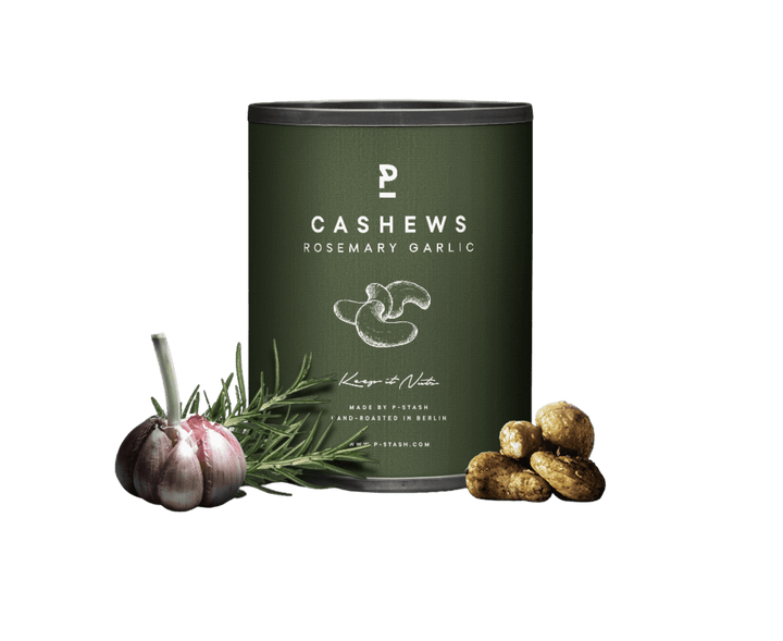 P - Stash Cashew - Rosmarin und Knoblauch 55g - Feinkost Schmitz