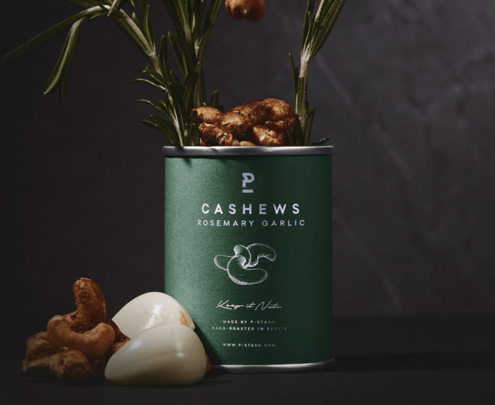 P - Stash Cashew - Rosmarin und Knoblauch 55g - Feinkost Schmitz