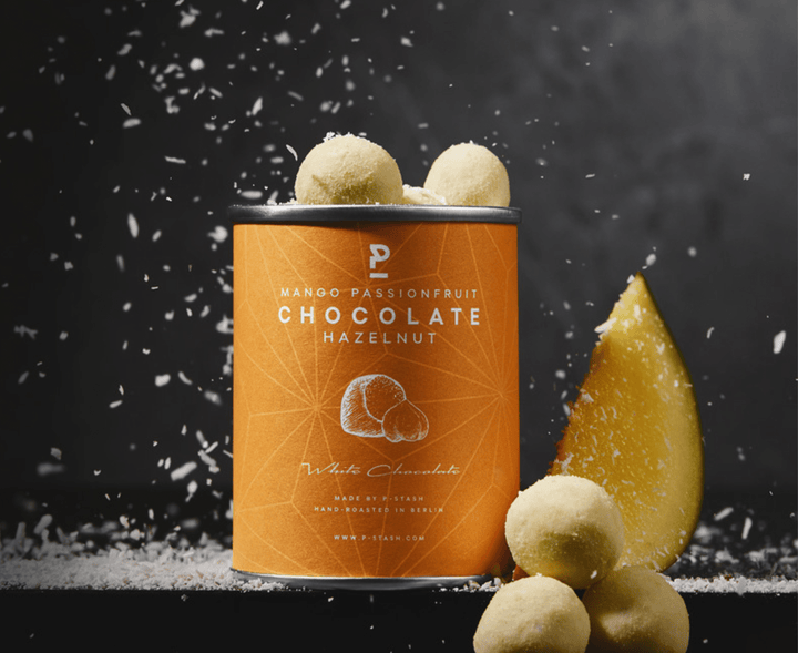 P - Stash Haselnüsse - weisse Schokolade Mango Passionsfrucht 60g - Feinkost Schmitz