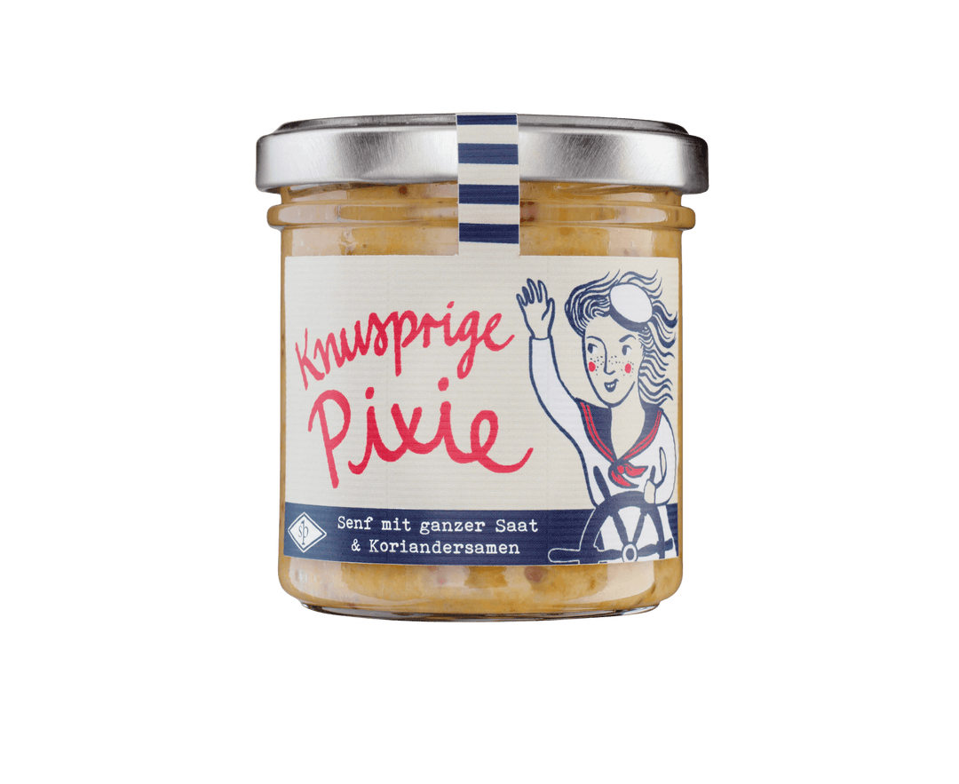 Senf Pauli "Knusprige Pixie " – Senf mit ganzer Saat und Koriandersamen 160ml - Feinkost Schmitz