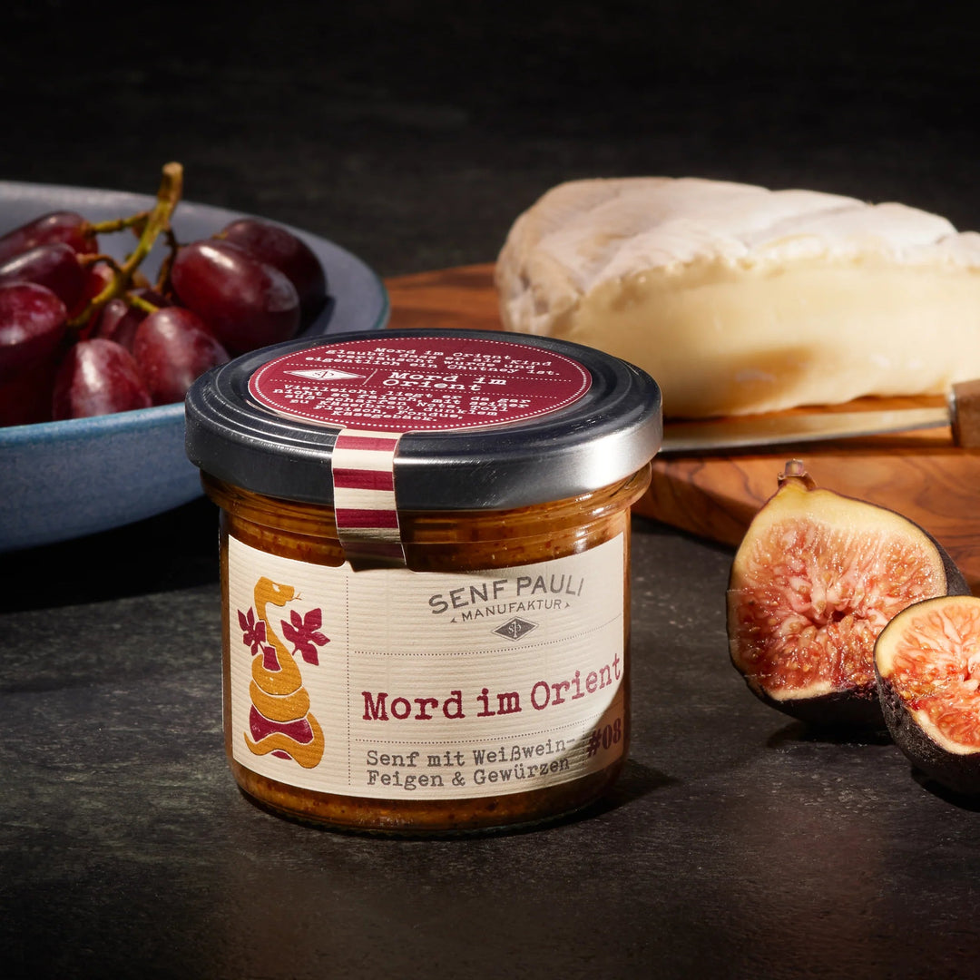 Senf Pauli "Mord im Orient" – Senf mit Weisswein, Feigen und Gewürzen 110ml - Feinkost Schmitz