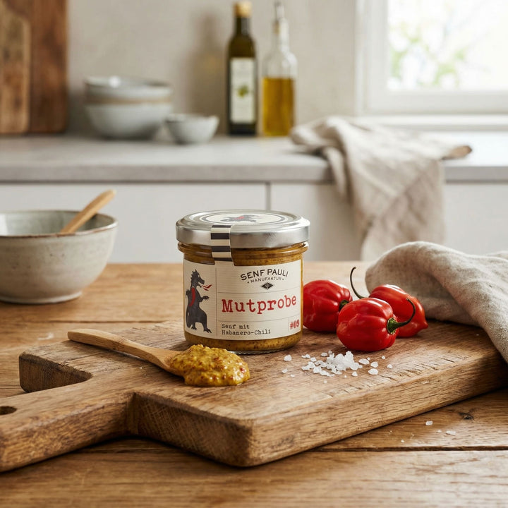Senf Pauli "Mutprobe" - Senf mit Habanero Chili 110ml - Feinkost Schmitz