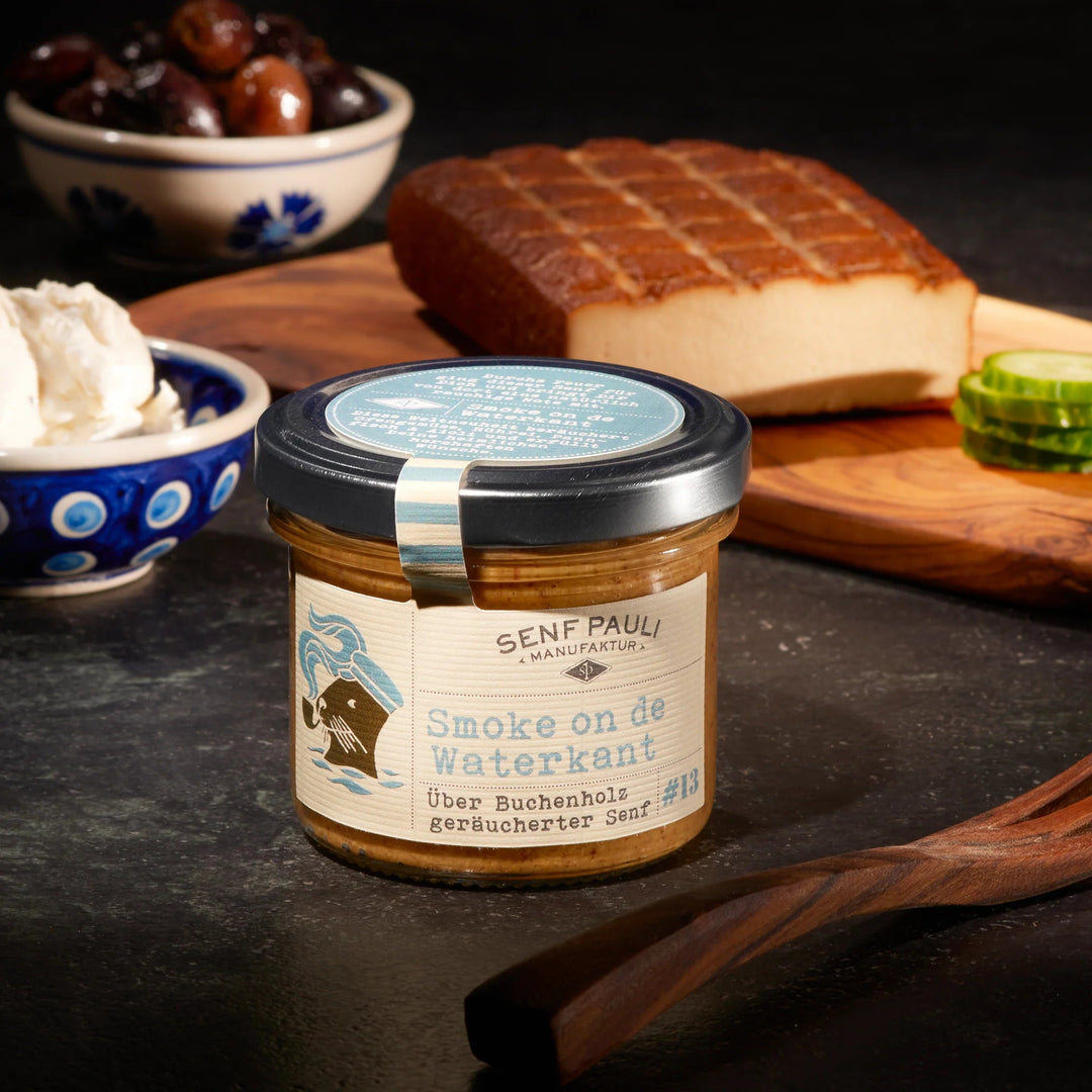 Senf Pauli" Smoke on de Waterkant" Über Buchenholz geräucherter Senf 110ml - Feinkost Schmitz